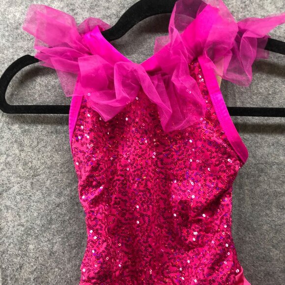 A Wish Come True Shortall Dance Costume Child SC Girls 5-7 Pink Sequin - Picture 3 of 9